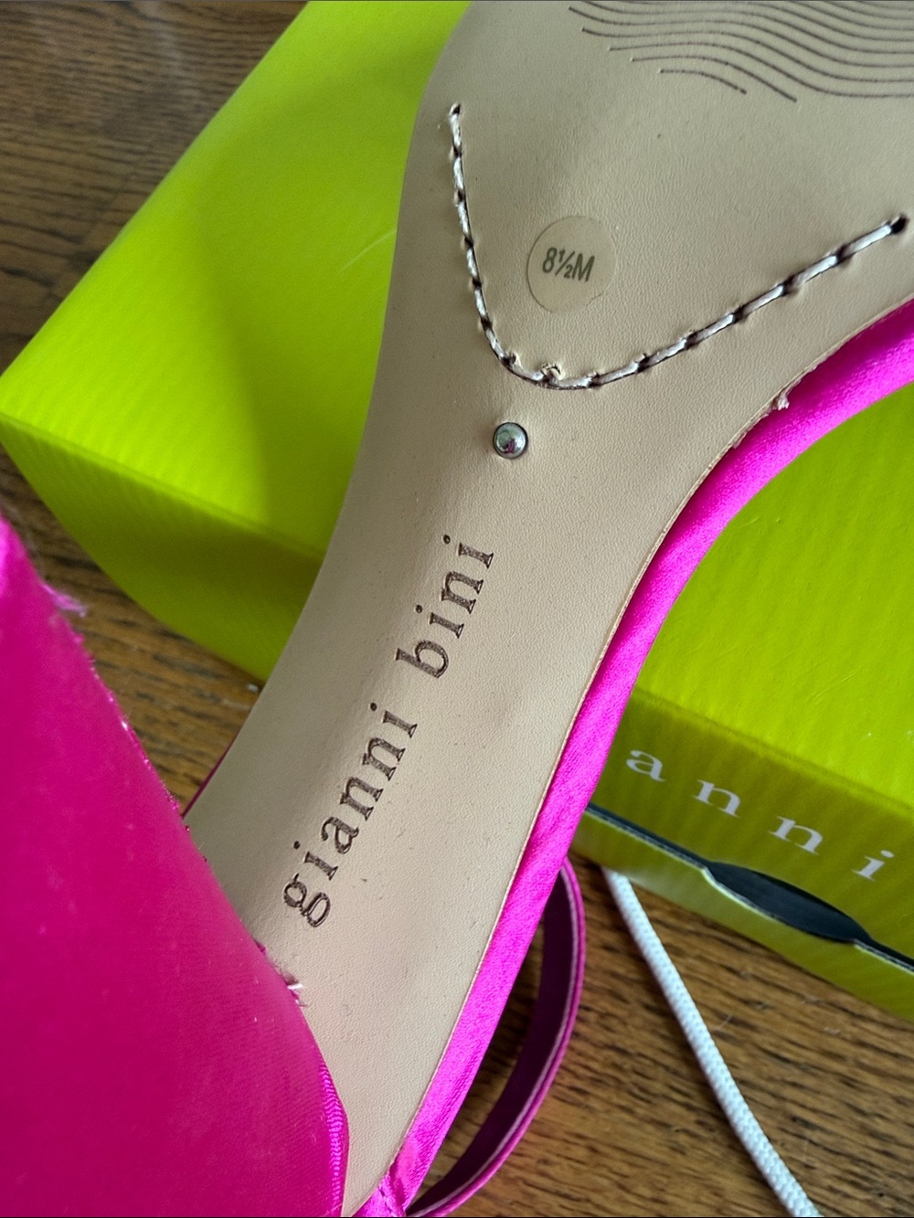 Gianni Bini Neon Pink Satin Heeled Sandals - Picture 7 of 10